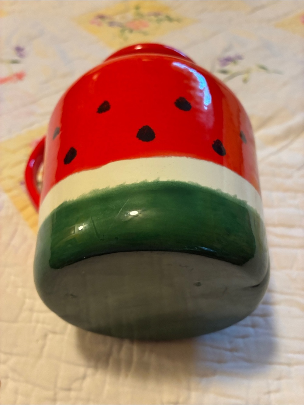 Red Ceramic Watermelon-Style Pitcher - Picture 4 of 4